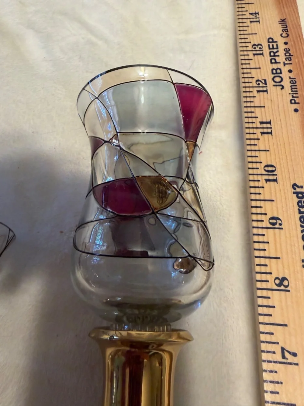 3 PARTYLITE Calypso Stained Glass Peglite Votive/ Candle Holder Retired VTG